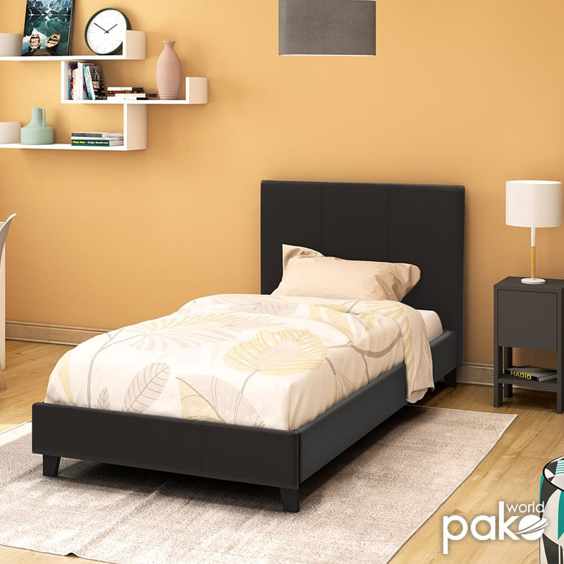 Κρεβάτι Nevil 100x200 PU χρώμα μαύρο ματ
