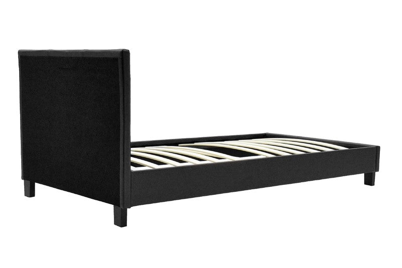 Κρεβάτι Nevil 100x200 PU χρώμα μαύρο ματ