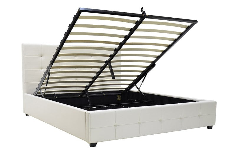 Κρεβάτι Roi 160x200 PU λευκό ματ + αποθηκευτικό χώρο