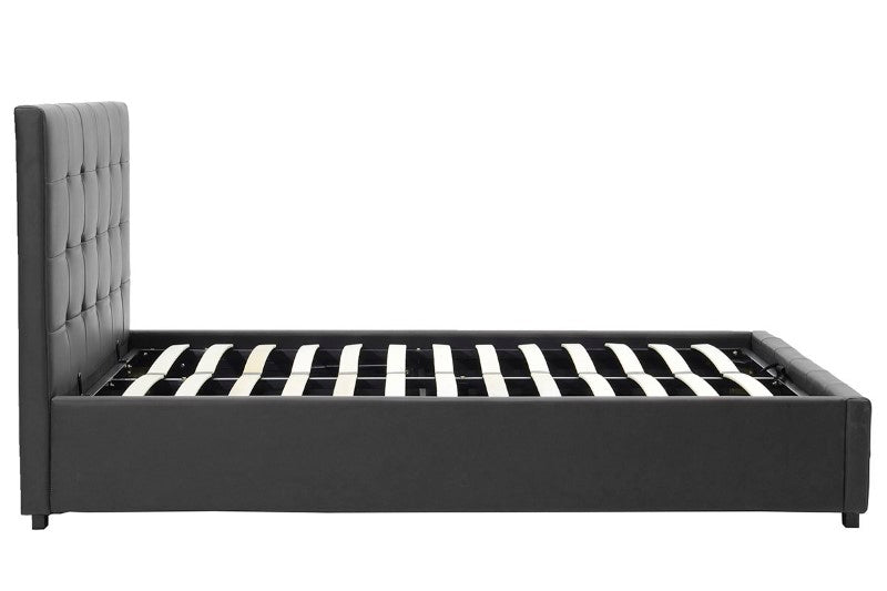 Κρεβάτι Roi 160x200 PU μαύρο ματ + αποθηκευτικό χώρο