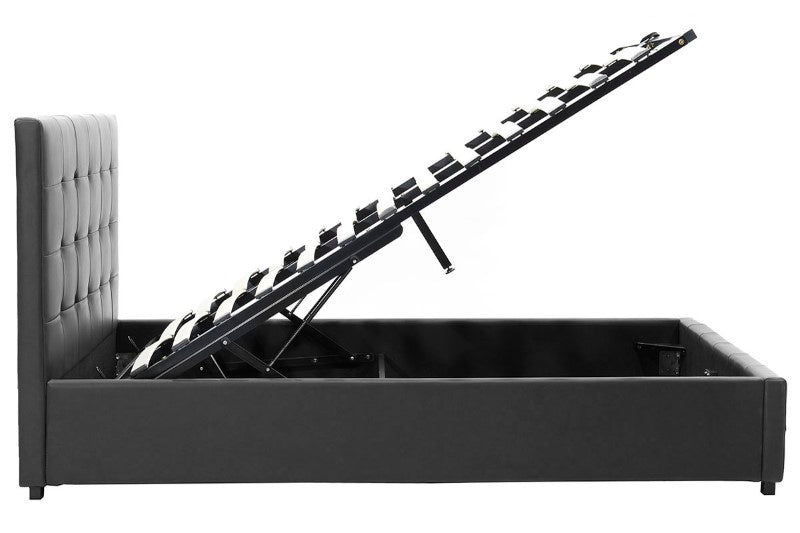 Κρεβάτι Roi 160x200 PU μαύρο ματ + αποθηκευτικό χώρο