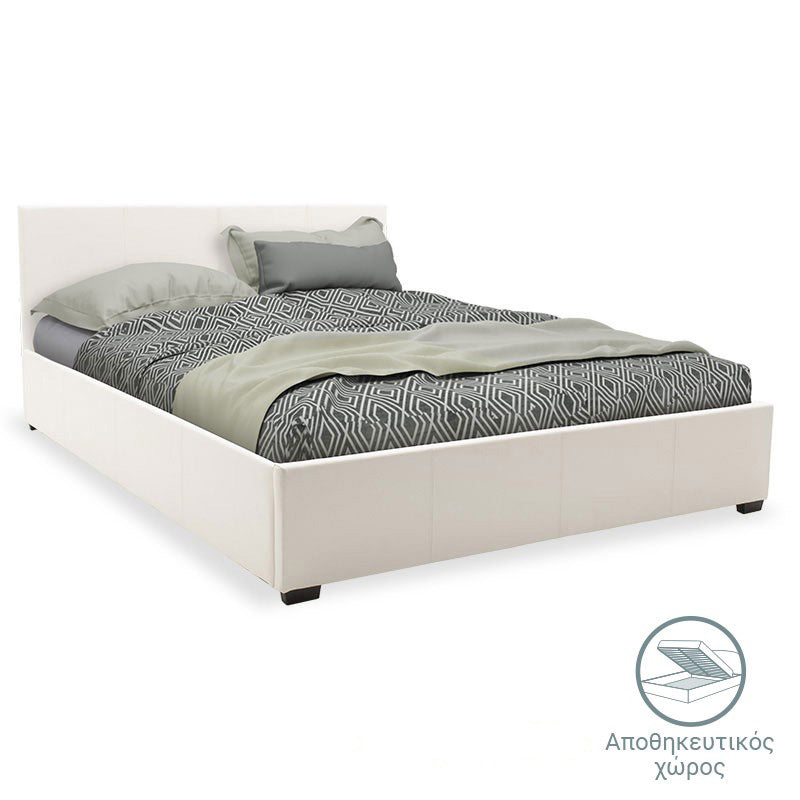 Κρεβάτι Norse pu λευκό με αποθηκευτικό χώρο 160x200εκ