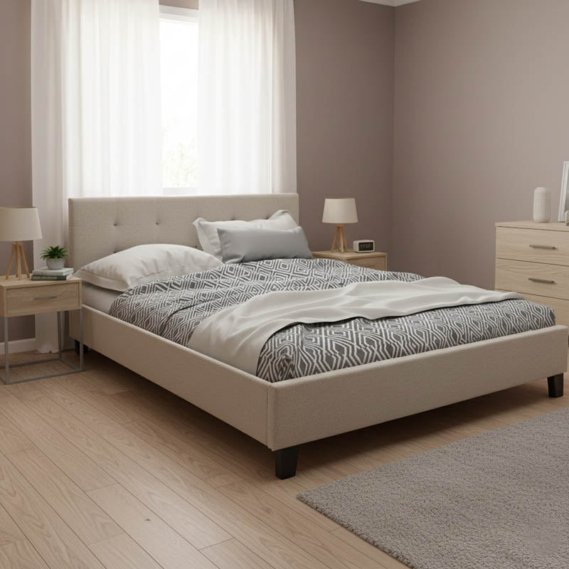 Κρεβάτι Mago ύφασμα εκρού 150x200εκ