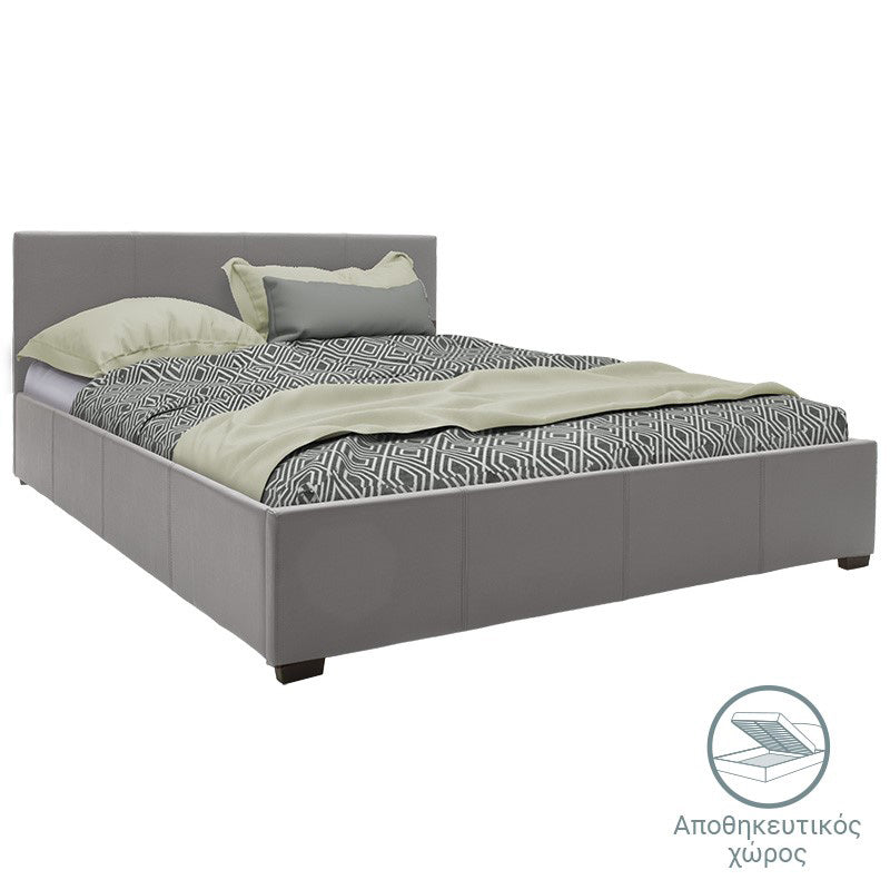 Κρεβάτι Norse pu γκρι ματ με αποθηκευτικό χώρο 160x200εκ