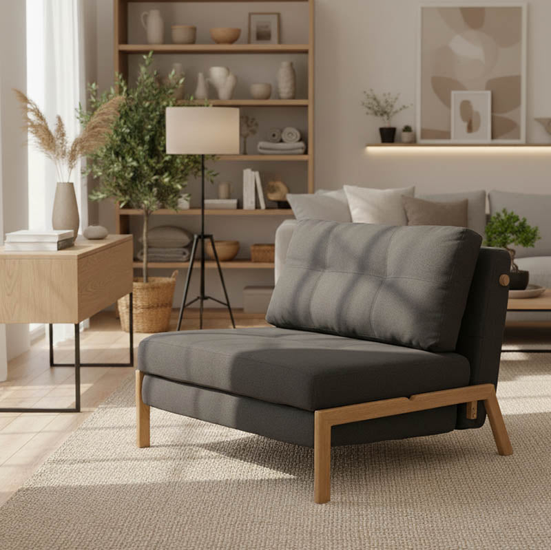 Πολυθρόνα-κρεβάτι Fancy με ύφασμα ανθρακί 95x98x70εκ
