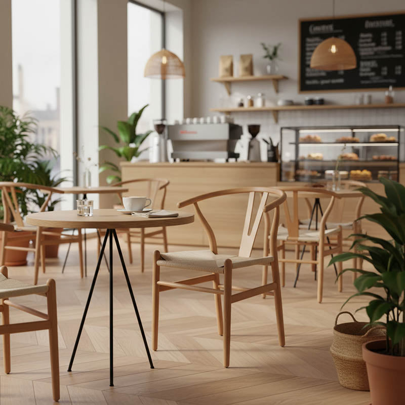 Καρέκλα Wishbone rubberwood-σχοινί σε φυσική απόχρωση 53.5x57x74εκ
