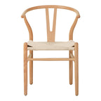 Καρέκλα Wishbone rubberwood-σχοινί σε φυσική απόχρωση 53.5x57x74εκ