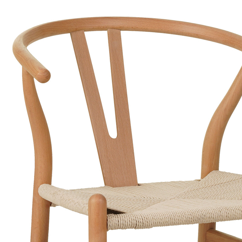Καρέκλα Wishbone rubberwood-σχοινί σε φυσική απόχρωση 53.5x57x74εκ