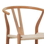 Σκαμπό μπαρ Wishbone μεσαίου ύψους rubberwood-σχοινί σε φυσική απόχρωση 55x49x96εκ