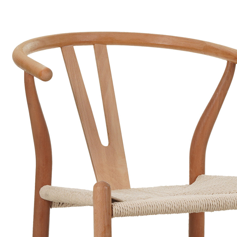 Σκαμπό μπαρ Wishbone μεσαίου ύψους rubberwood-σχοινί σε φυσική απόχρωση 55x49x96εκ