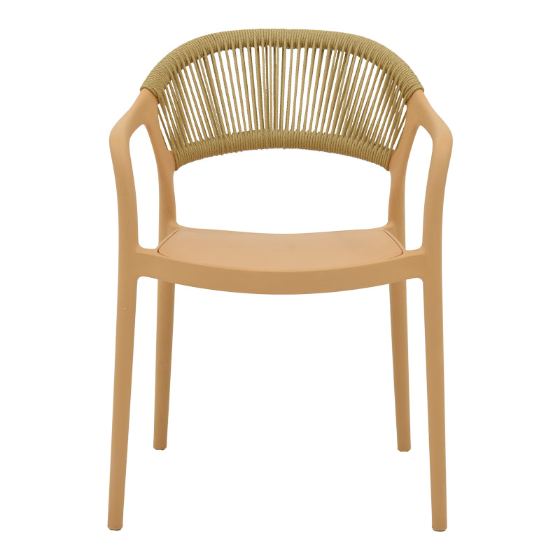 Πολυθρόνα Ankara στοιβαζόμενη pp cappuccino απόχρωση με μπεζ rattan 57x48x80εκ