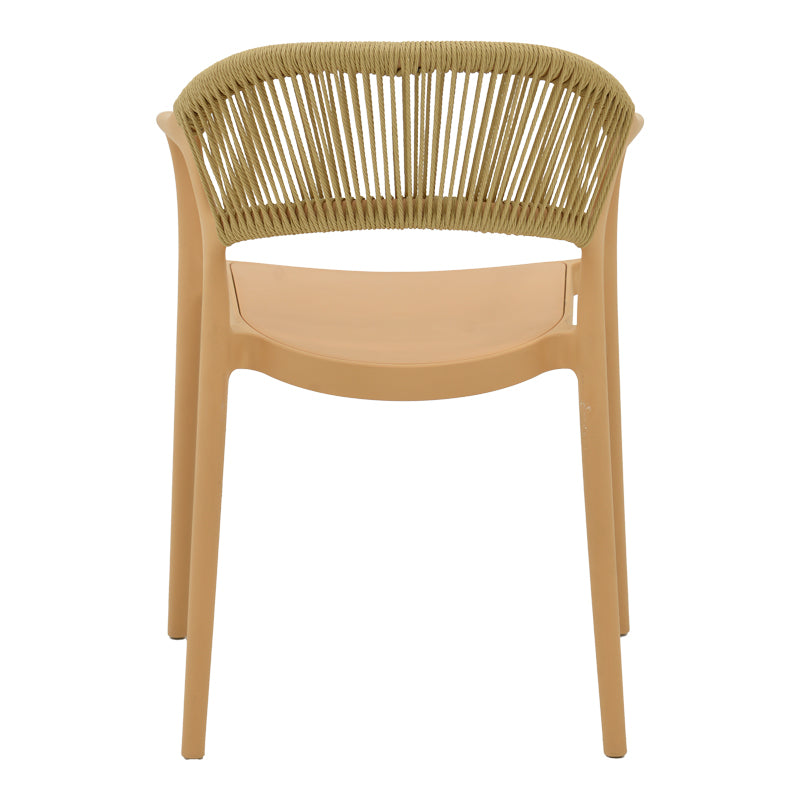 Πολυθρόνα Ankara στοιβαζόμενη pp cappuccino απόχρωση με μπεζ rattan 57x48x80εκ