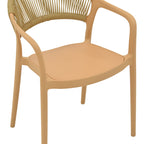 Πολυθρόνα Ankara στοιβαζόμενη pp cappuccino απόχρωση με μπεζ rattan 57x48x80εκ