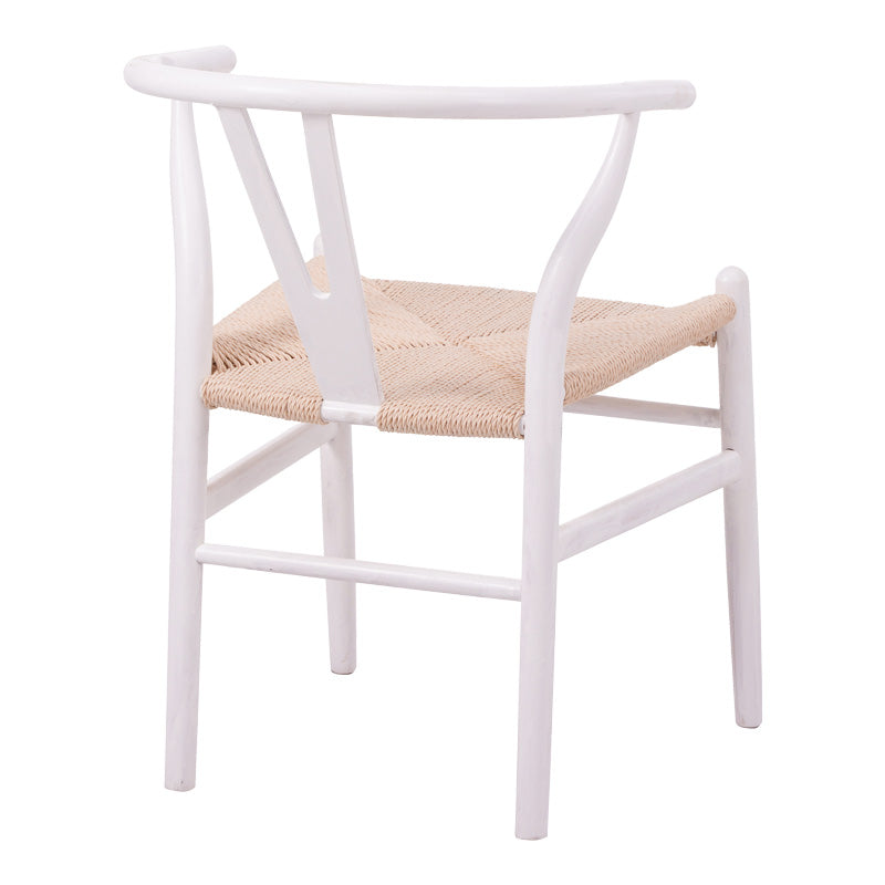 Καρέκλα Wishbone rubberwood-σχοινί σε λευκή απόχρωση 53.5x57x74εκ