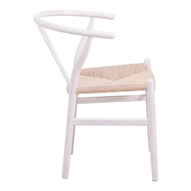 Καρέκλα Wishbone rubberwood-σχοινί σε λευκή απόχρωση 53.5x57x74εκ