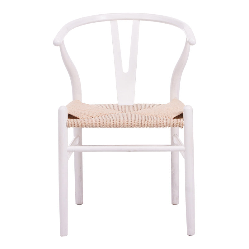 Καρέκλα Wishbone rubberwood-σχοινί σε λευκή απόχρωση 53.5x57x74εκ