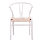 Καρέκλα Wishbone rubberwood-σχοινί σε λευκή απόχρωση 53.5x57x74εκ