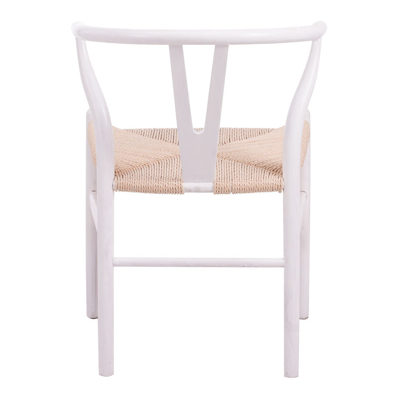Καρέκλα Wishbone rubberwood-σχοινί σε λευκή απόχρωση 53.5x57x74εκ