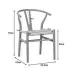 Καρέκλα Wishbone rubberwood-σχοινί σε μαύρη απόχρωση 53.5x57x74εκ