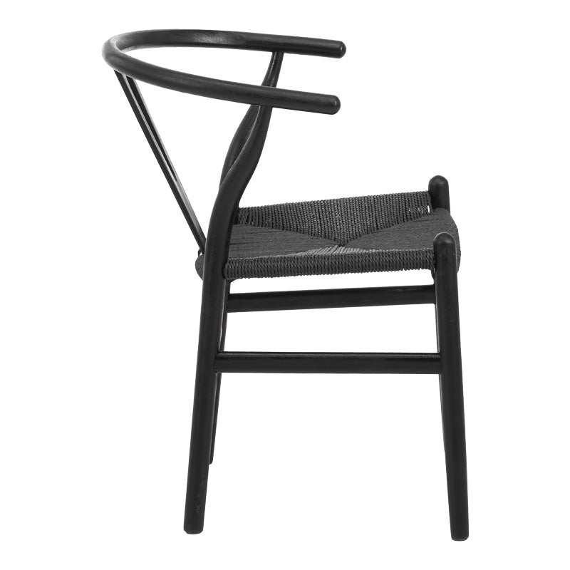 Καρέκλα Wishbone rubberwood-σχοινί σε μαύρη απόχρωση 53.5x57x74εκ