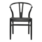 Καρέκλα Wishbone rubberwood-σχοινί σε μαύρη απόχρωση 53.5x57x74εκ