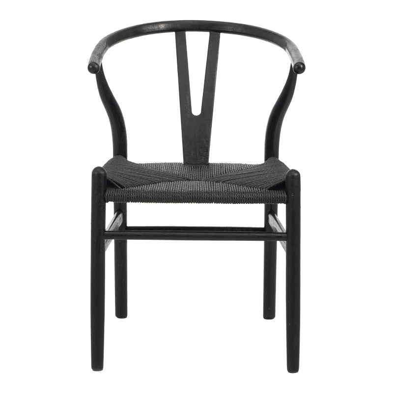 Καρέκλα Wishbone rubberwood-σχοινί σε μαύρη απόχρωση 53.5x57x74εκ