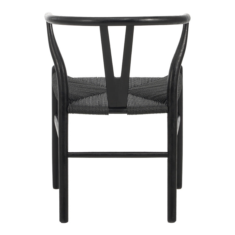 Καρέκλα Wishbone rubberwood-σχοινί σε μαύρη απόχρωση 53.5x57x74εκ