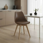 Καρέκλα Gaston PP-PU καφέ απόχρωση- φυσικό πόδι 43x51x75εκ
