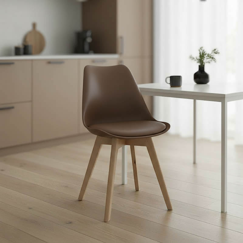 Καρέκλα Gaston PP-PU καφέ απόχρωση- φυσικό πόδι 43x51x75εκ