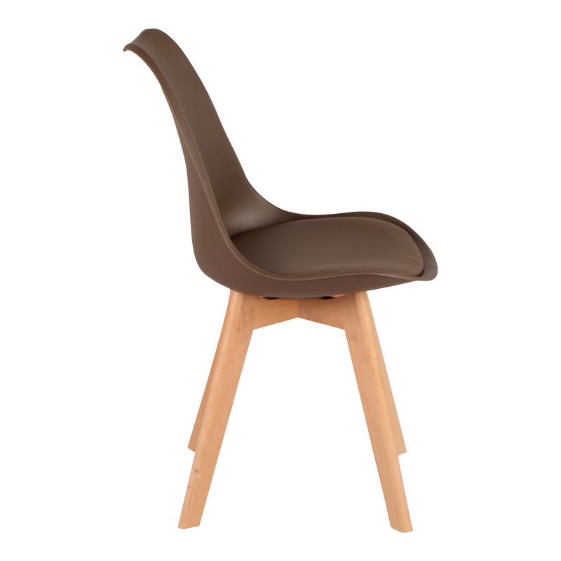 Καρέκλα Gaston PP-PU καφέ απόχρωση- φυσικό πόδι 43x51x75εκ