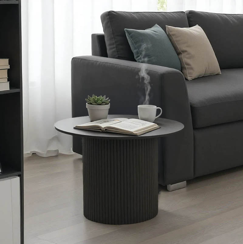 Τραπέζι σαλονιού Dovel mdf-μεταλλο σε μαύρη απόχρωση Φ70x45εκ