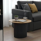 Τραπέζι σαλονιού Dovel mdf σε sonoma-μαύρο μέταλλο Φ70x45εκ