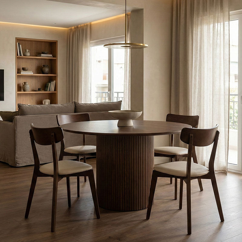 Τραπέζι Karulo mdf σε καρυδί απόχρωση Φ120x76εκ