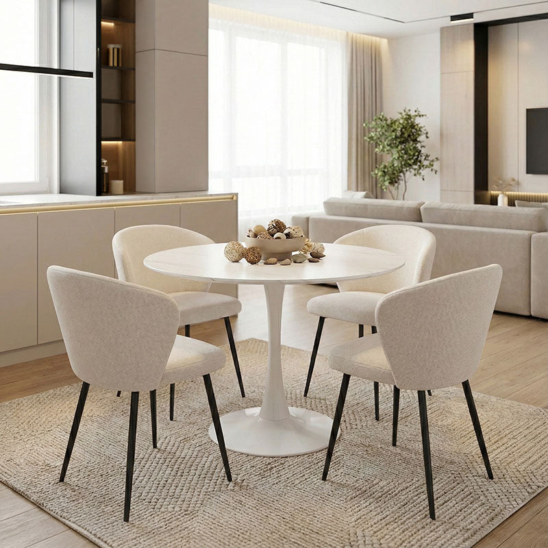 Tραπέζι Balou mdf σε λευκή απόχρωση με όψη μαρμάρου Φ100x73εκ