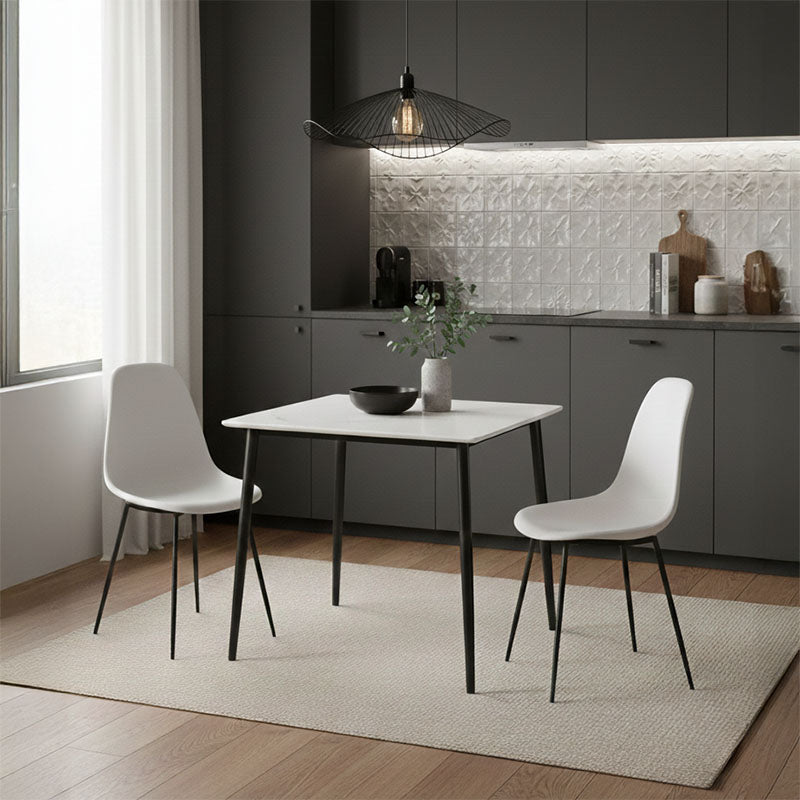 Τραπέζι Gustas λευκό μαρμάρου sintered stone-μαύρο μέταλλο 80x80x76εκ