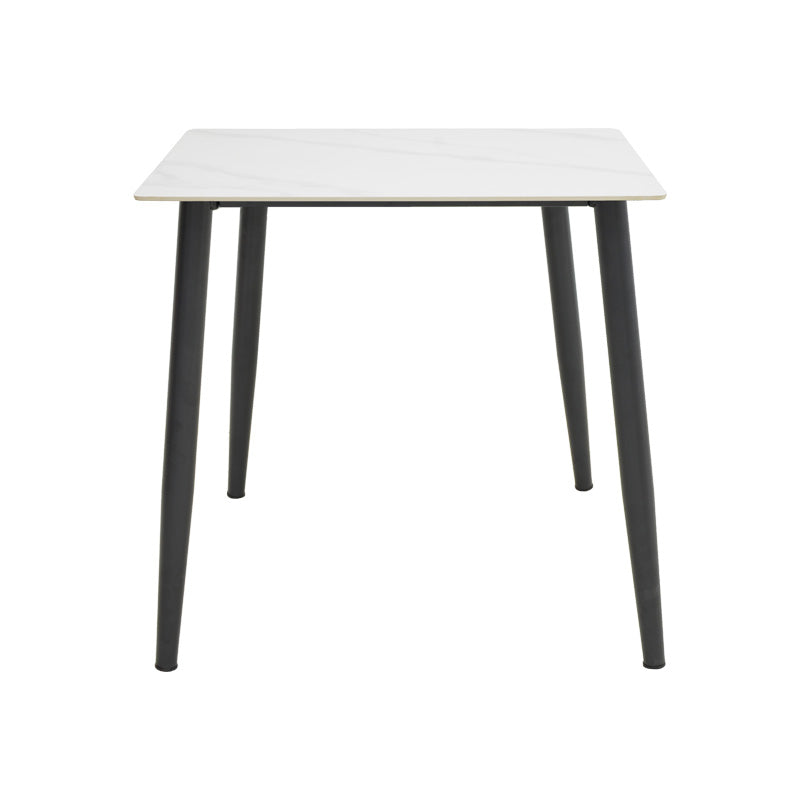 Τραπέζι Gustas λευκό μαρμάρου sintered stone-μαύρο μέταλλο 80x80x76εκ
