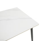 Τραπέζι Gustas λευκό μαρμάρου sintered stone-μαύρο μέταλλο 80x80x76εκ