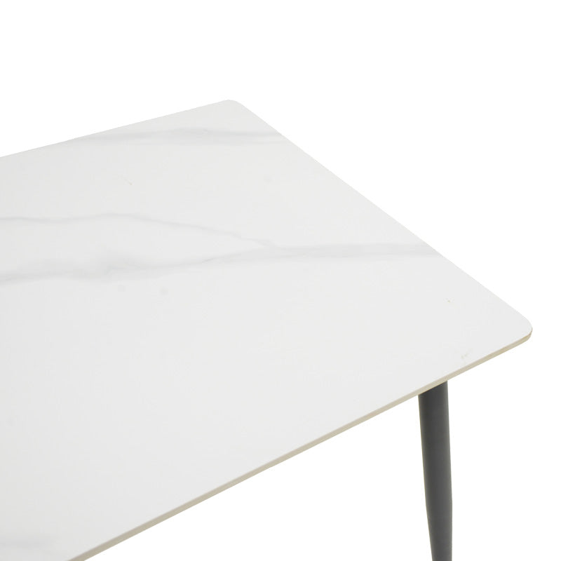 Τραπέζι Gustas λευκό μαρμάρου sintered stone-μαύρο μέταλλο 80x80x76εκ