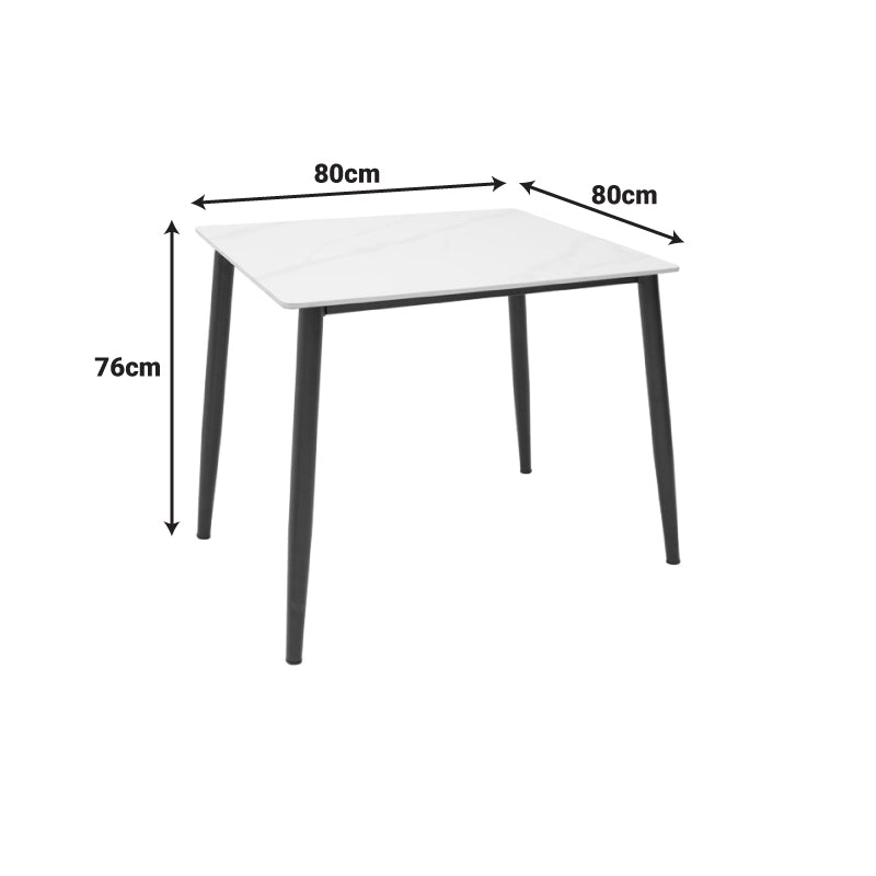 Τραπέζι Gustas λευκό μαρμάρου sintered stone-μαύρο μέταλλο 80x80x76εκ