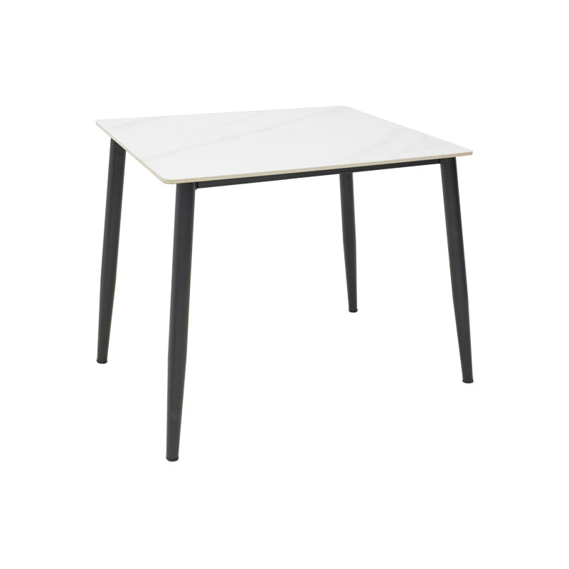 Τραπέζι Gustas λευκό μαρμάρου sintered stone-μαύρο μέταλλο 80x80x76εκ