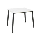 Τραπέζι Gustas λευκό μαρμάρου sintered stone-μαύρο μέταλλο 80x80x76εκ