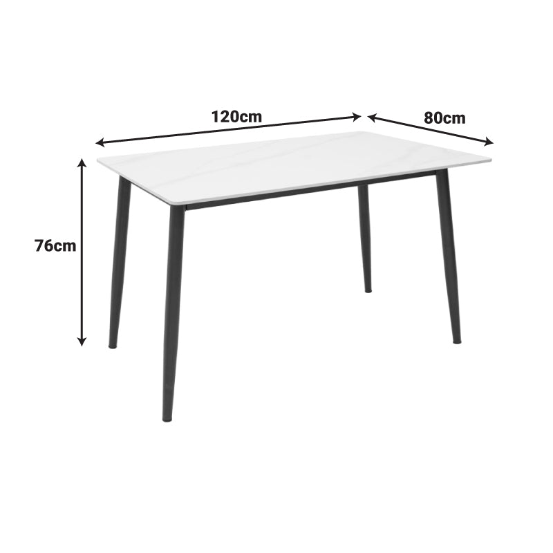 Τραπέζι Gustas λευκό μαρμάρου sintered stone-μαύρο μέταλλο 120x80x76εκ
