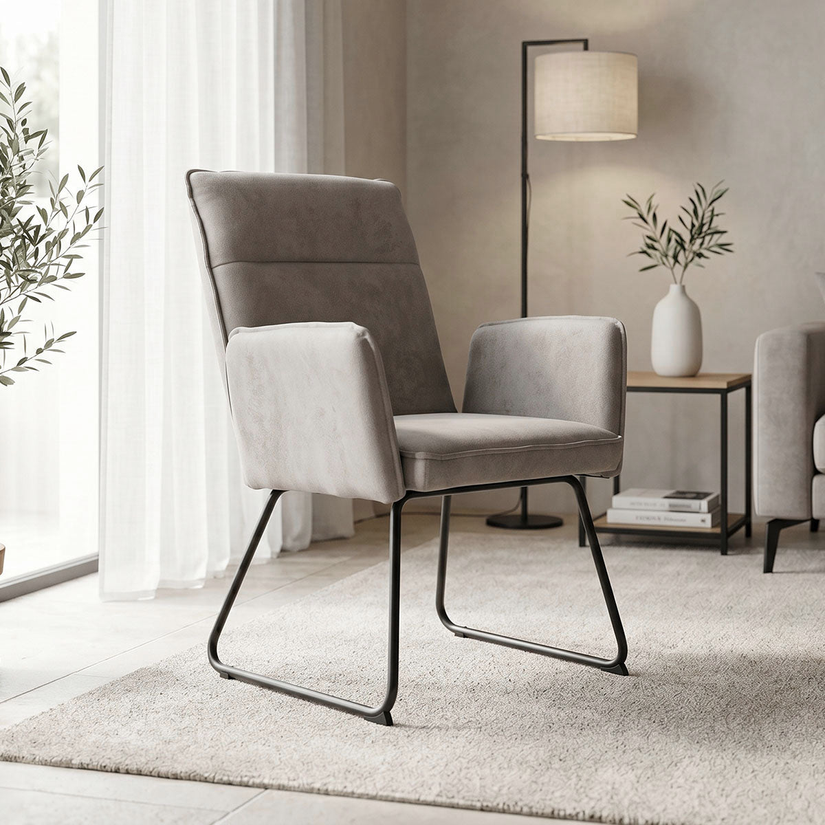 Πολυθρόνα Essential ύφασμα γκρι-πόδι μαύρο μεταλλικό 55.5x59x89εκ