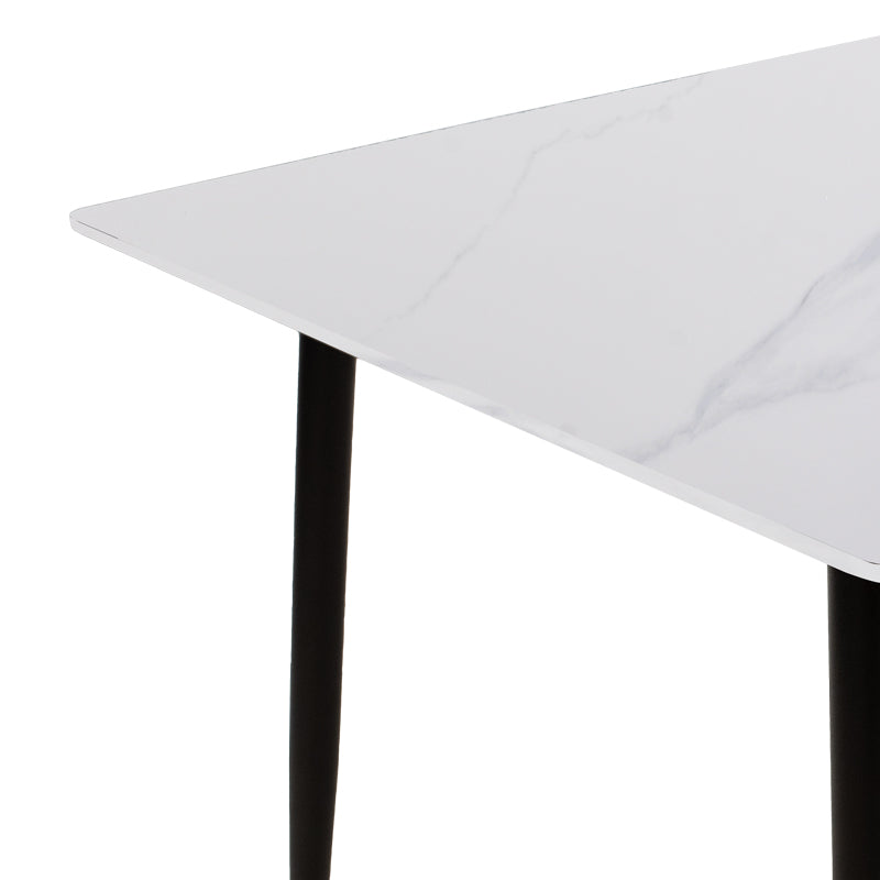 Τραπέζι Gustas λευκό μαρμάρου sintered stone-μαύρο μέταλλο 160x80x76εκ