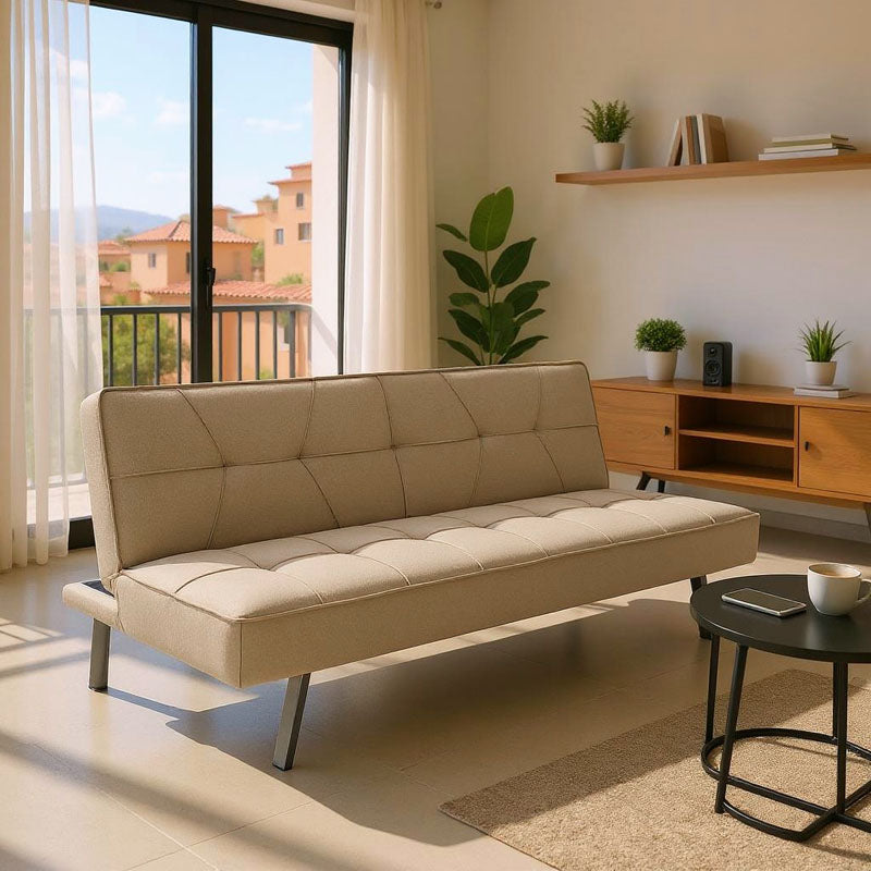 Καναπές-κρεβάτι Travis 3θέσιος με ύφασμα μπεζ 175x83x74εκ
