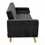 Καναπές-κρεβάτι Success 3θέσιος βελούδο σε ανθρακί απόχρωση 190x80x84εκ