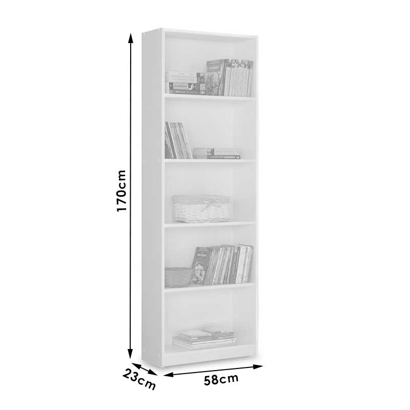 Βιβλιοθήκη Max σε λευκό χρώμα 58x23x170εκ
