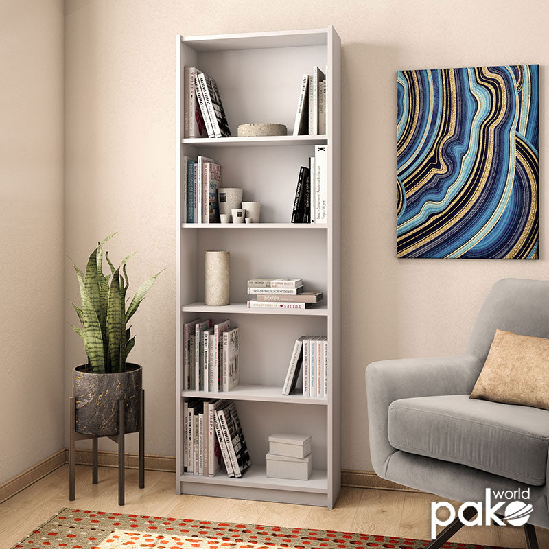Βιβλιοθήκη Max σε λευκό χρώμα 58x23x170εκ