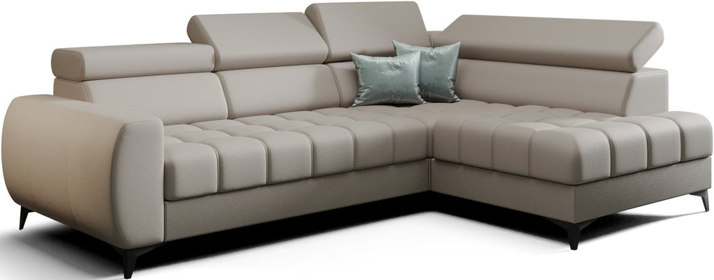Γωνιακός καναπές Calyra Mini Lthr-Γκρεζ-Δεξιά