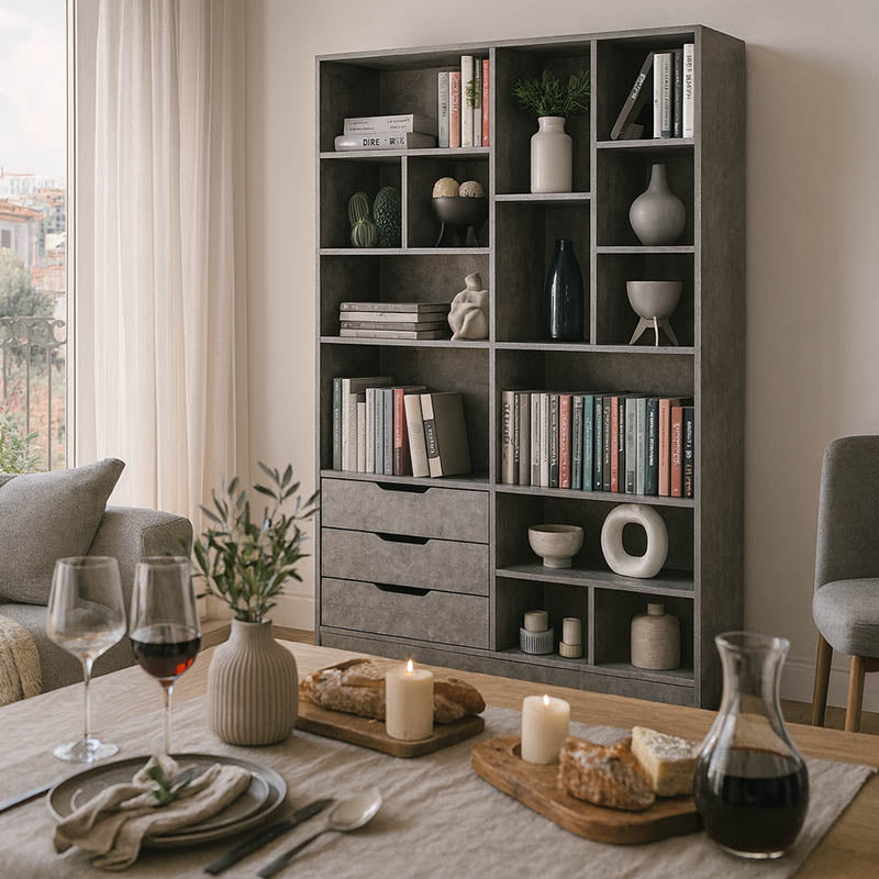 Βιβλιοθήκη Lucinda γκρι oak 120x29.8x180.5εκ